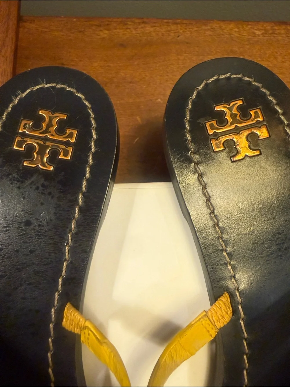 Tory Burch Patos Black Leather Slide Sandals Yellow Red Pink White Strap Size 9